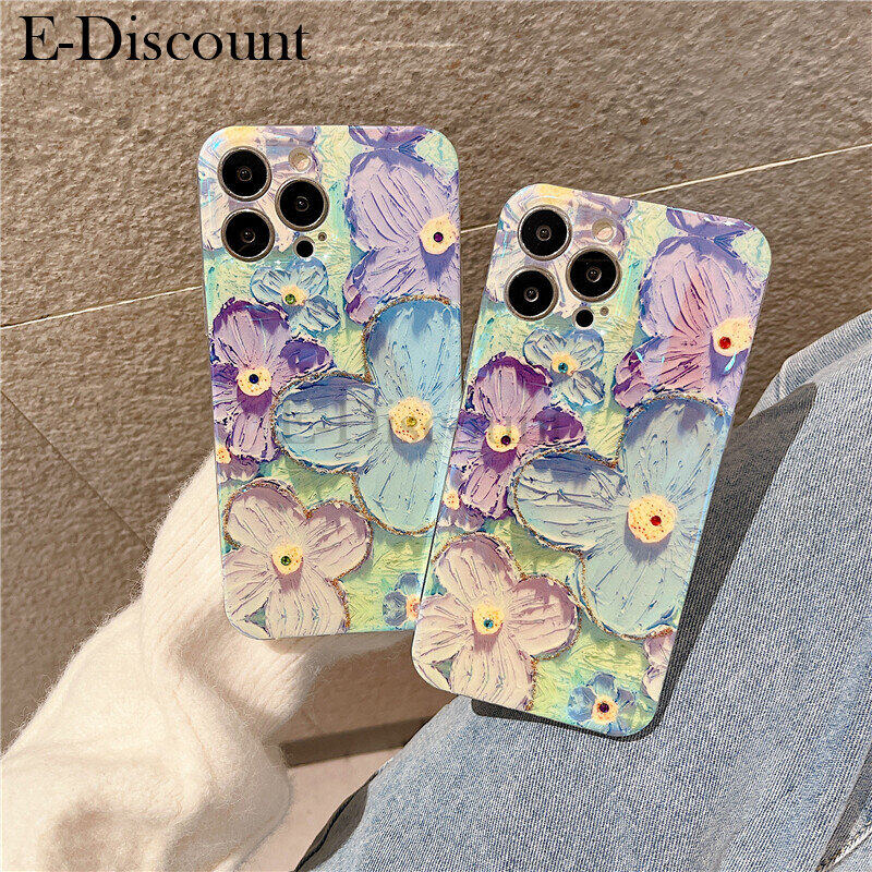 New Phone Case For Realme C53 Cover Soft Blue Light Oil Painting Flower Silicone Anti Shock For Realme C53 Case. 
