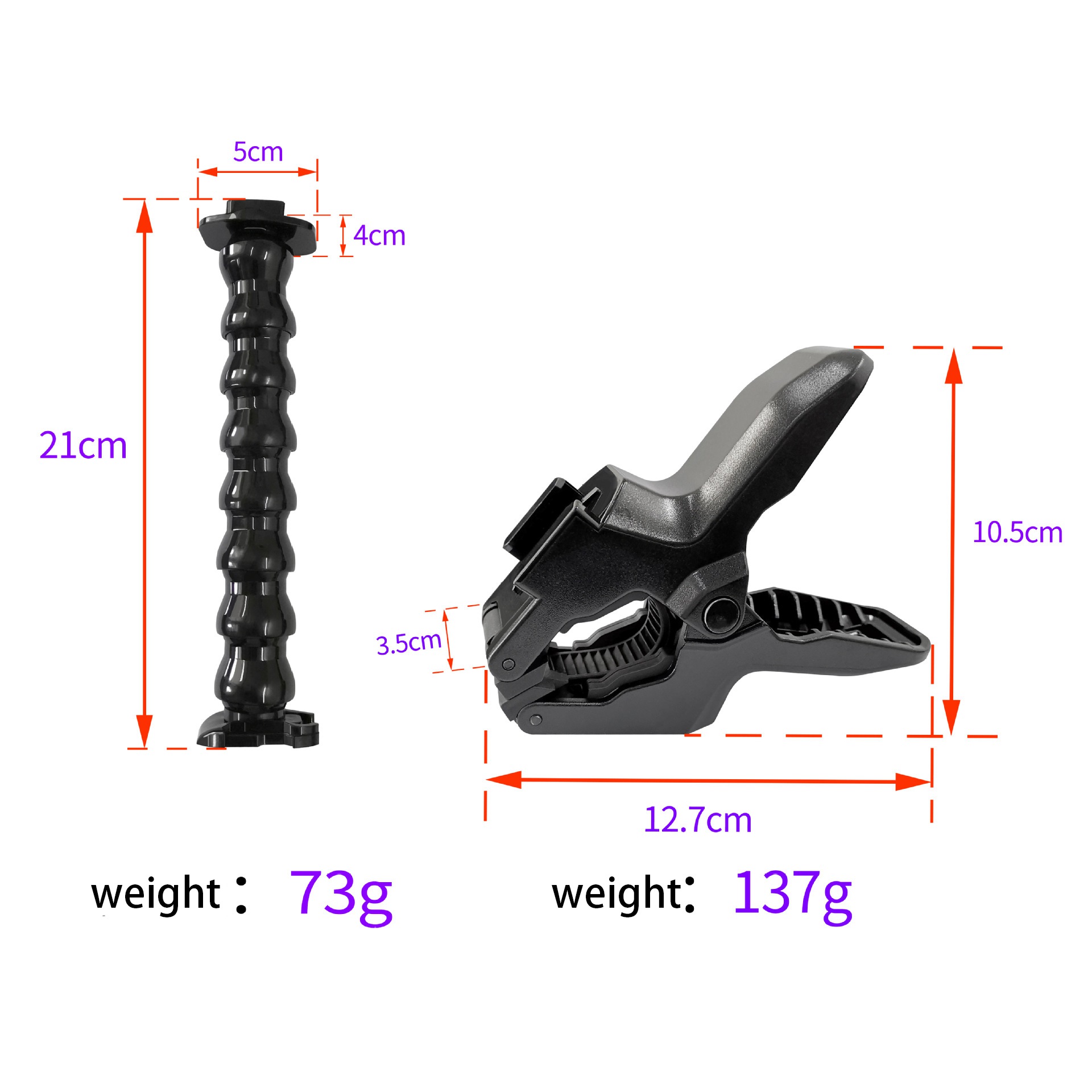 Jaws Flex Clamp Mount with Flexible Adjustable Gooseneck for. 
