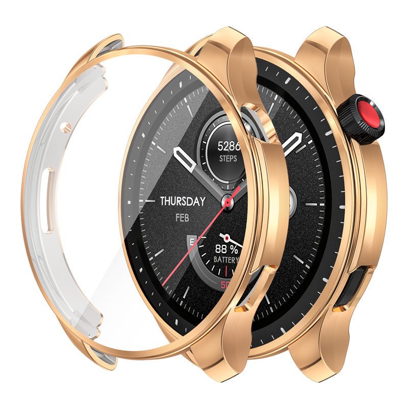 [autismaut] Applicable to Huami Watch Bezel Jump Me Amazfit GTR4 Protective Shell TPU All-Inclusive Electroplating AmazfitGTS4 Watch Case. 