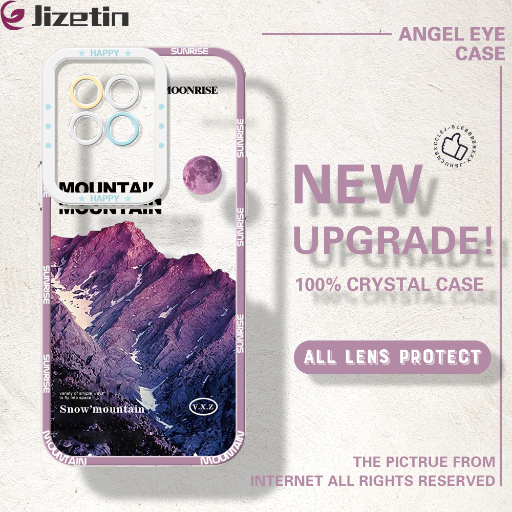 Jizetin for Itel S23 Back Cover Crystal Transparent Amazing Nature Mountain Soft Full Camera Cover Protection Phone Cases