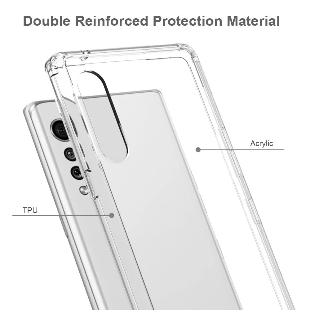 Slim HD Clear Acrylic Case for LG Velvet 5G Hybrid Shockproof Cover Soft TPU Frame with Hard Back Shell Celula Fundas Capa. 