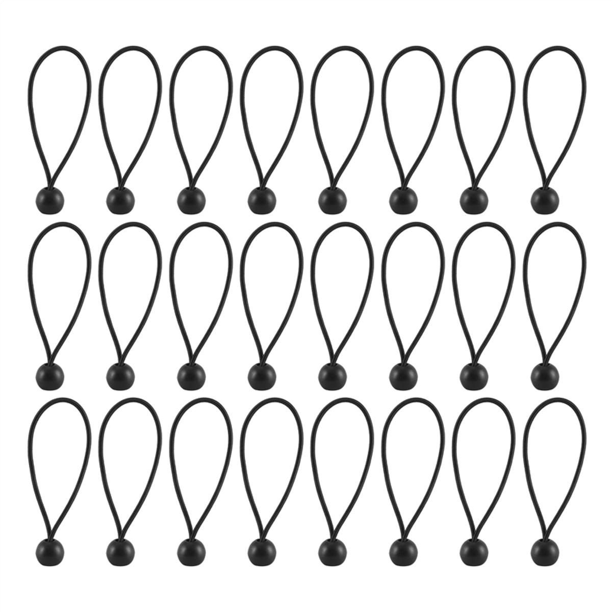 50 Pcs Bungee Cord with Balls Elastic Ties Bungee Toggles Ties(Black)