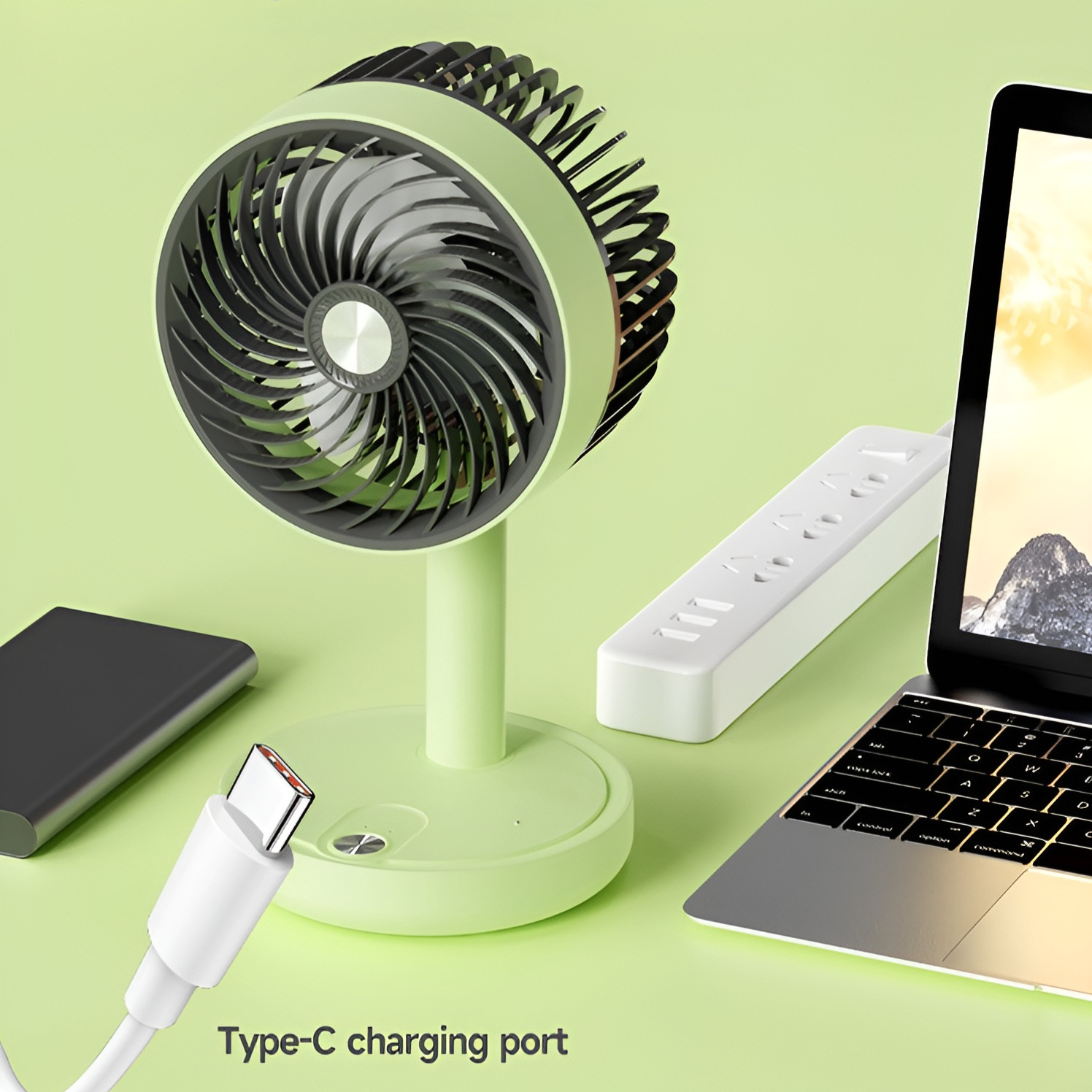 DURATION POWER DP-7639 Rechargeable 4000mAh Battery Three Speed Modes Up-Down Adjustable Desk Fan. 