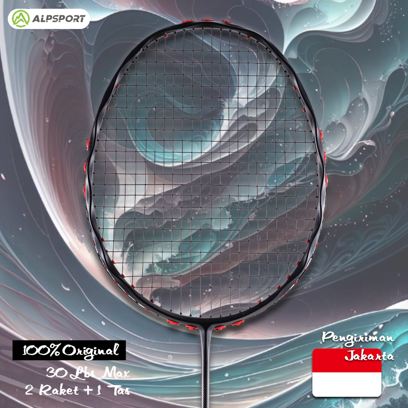 ALP V5 Pro T50 Carbon Fiber Badminton Racket | 5U Ultra-Light (77g) | MXH Shock Absorption + Wave Frame Design | 30LBS High Tension, Offensive 300mm Balance. 