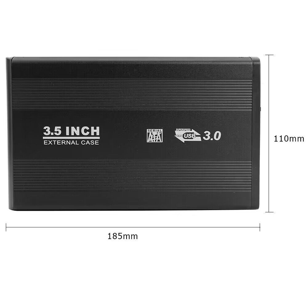 3.5 inch Hard Disk Case SATA USB3.0 Aluminum Alloy HDD Case External Hard Drive Enclosure with USB Cable for PC Computer Laptop. 