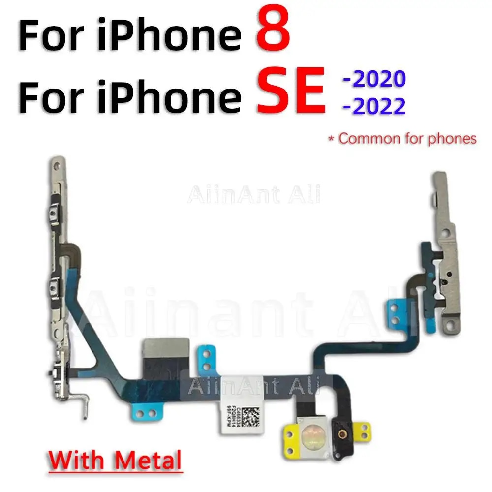 Original Mute Volume Power Buttons key Switch Flex Cable For iPhone 5s SE 6s 7 8 Plus SE2 2020 2022 Power Flex Repair Parts. 