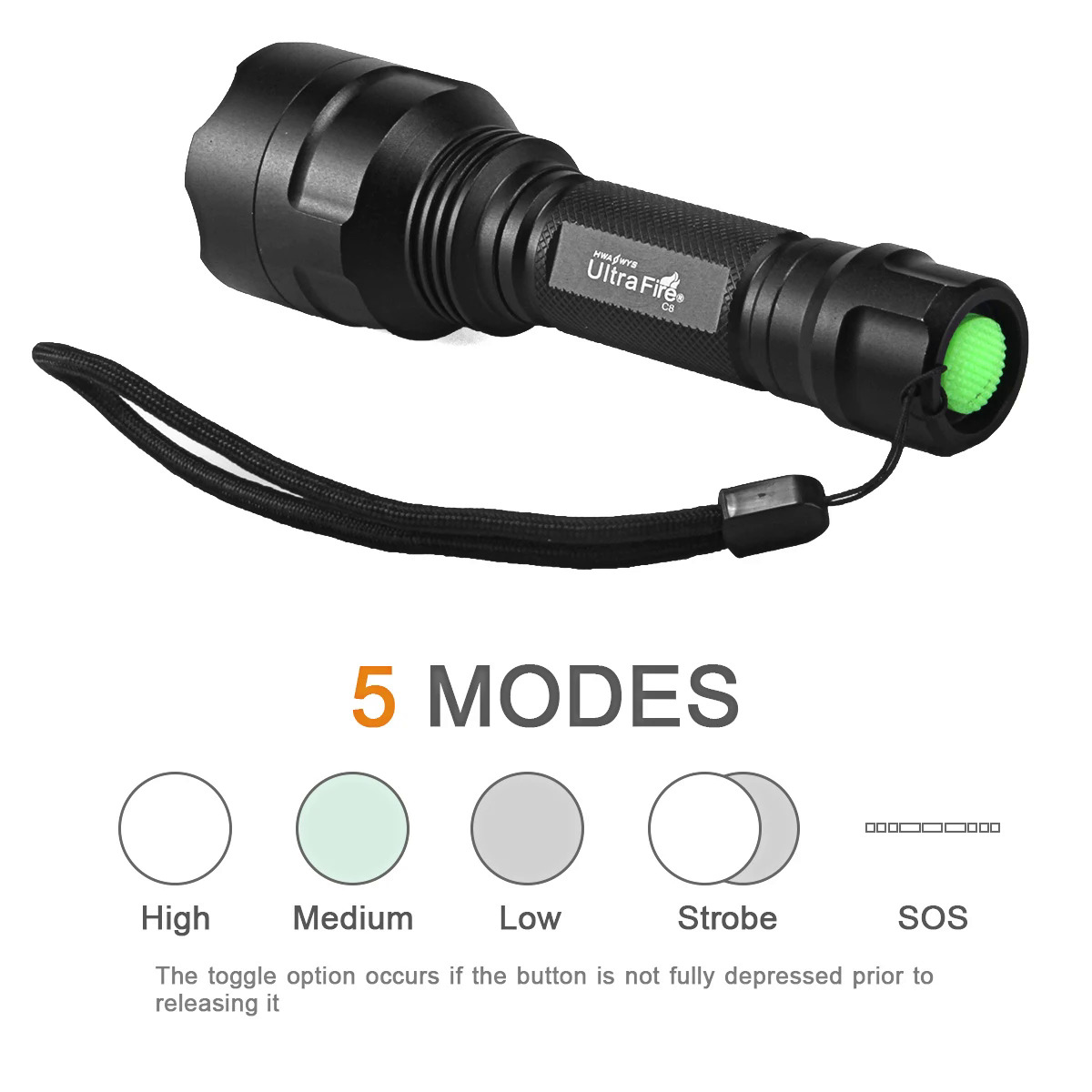 UltraFire C8 18650 High Power LED Flashlight Rejected Tactical Lamp Torch Light Hunting Outdoor Lighting Lantern. 