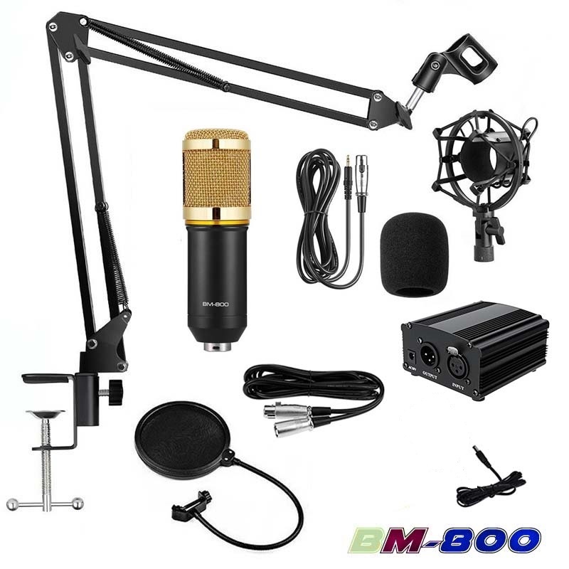 BM800 Condenser Microphone Package with Phantom Power Supply for Condenser Microphones Audio Record Microphone Price in Bangladesh Studio Recording Microphone Condenser Microphone