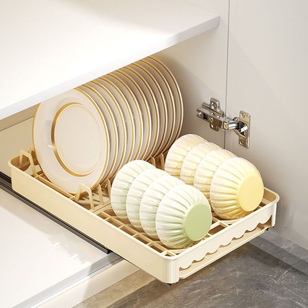 Practical Plastic Pull Out Dish Rack Punch-free Large Drawer-type Plate ...