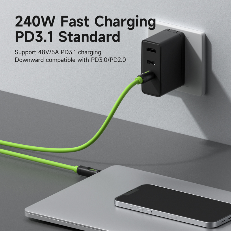 Hagibis USB C Fast Charger Cable With LED Display PD 240W 40Gbps Video Cord Compatible with Thunderbolt 4/3 For iPhone 15 Laptop. 