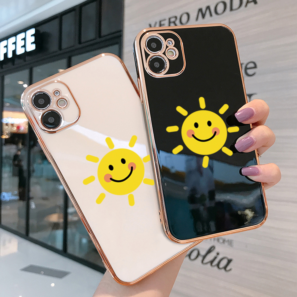 ZeroQiQi for Realme 7 Realme Narzo 20 Pro Back Cover Smiling Sun Luxury 6D Plating Case Side Pattern Soft Silicone Square Phone Cases + Free Lanyard. 