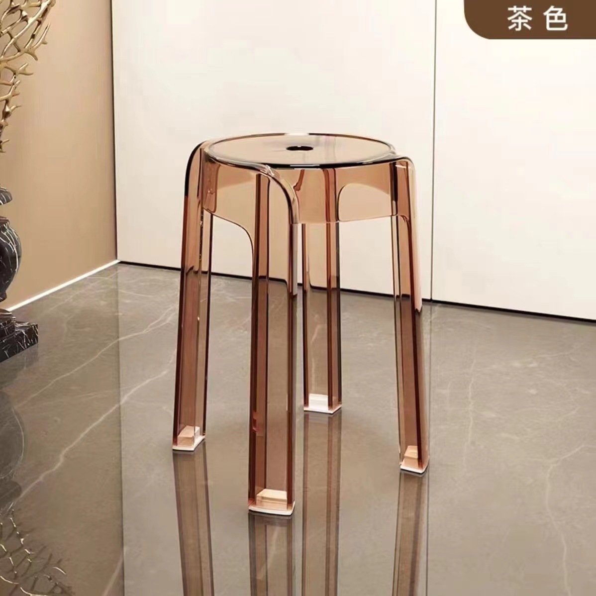 Acrylic Crystal Stool Household Stackable Round Stool Simple Living Room Transparent Bench Adult Dining Room Windmill Stool. 