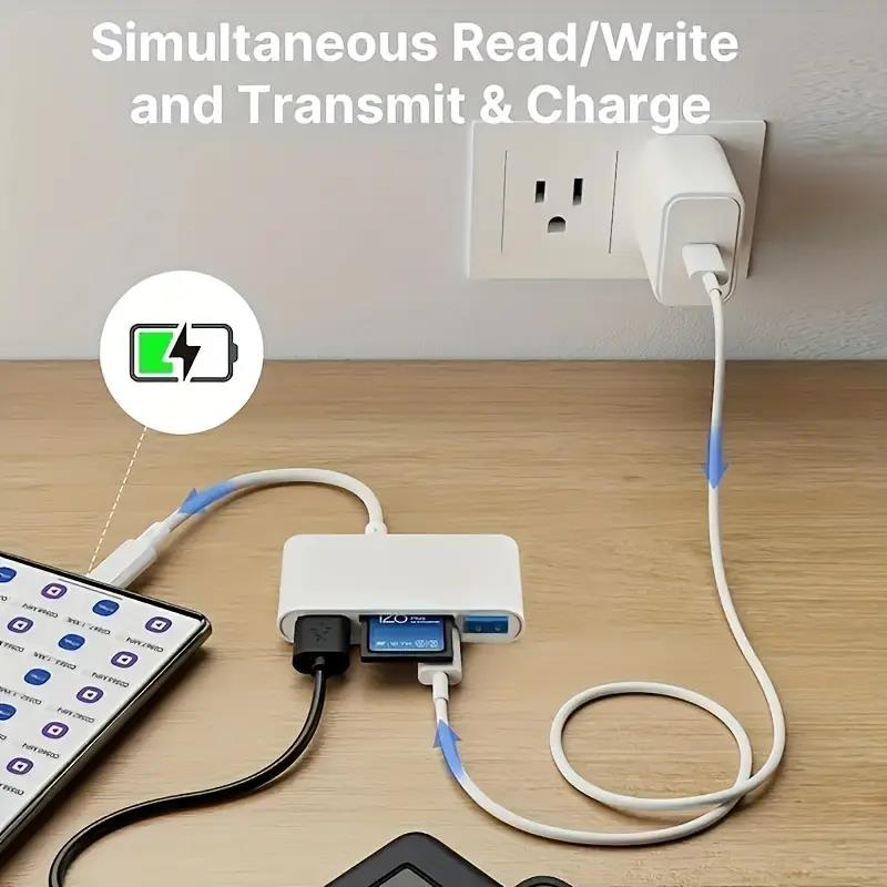 3 in1 SD Card Reader for iPhone Micro SD Card Reader Memory Card Reader Plug and Play Trail Camera SD Card Adapter. 