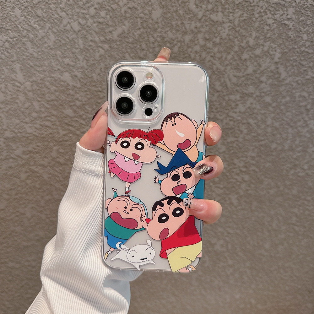 For iPhone 16Pro Max 15 Promax 14Plus Couple Aesthetic Case For 13 Pro 12pro Max 11 XR XS Max Anime Design Bumper Soft TPU Transparent Back Cover