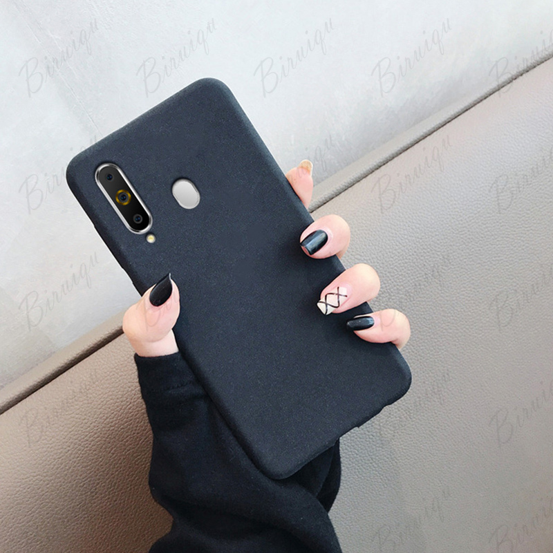 Tokifu For Samsung Galaxy M40 Back Cover Matte Simple Solid Color Soft Silicone TPU Case +Lanyard. 