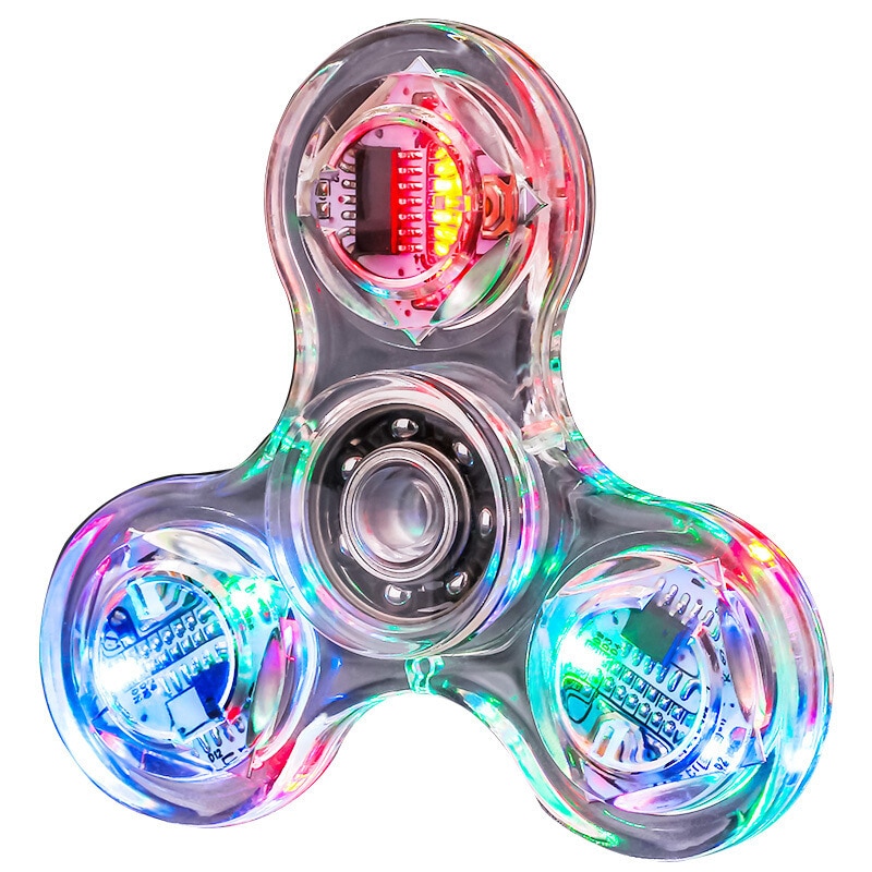 Creative LED Light Luminous Fidget Spinner Transparent Pattern Changes Hand Spinner Golw in the Dark Stress Relief Toys For Kids. 