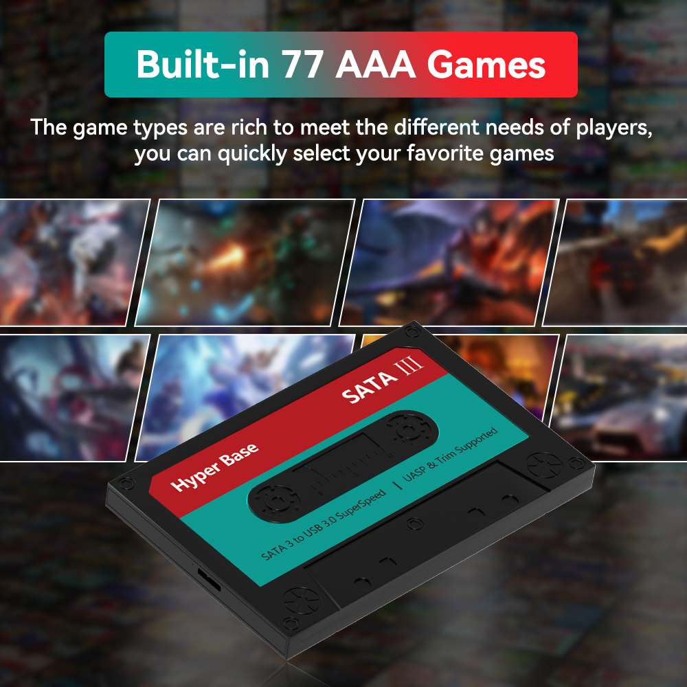 Playnite 2TB Gaming HDD with 77 AAA Games Retro Game Console for PS4/PS3/PS2/XBOX/WiiU/Wii/MAME/PS1/PSP/SS for Windows PC/Laptop. 