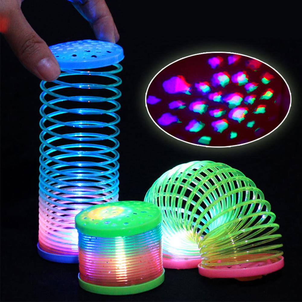 SF 1Pc Glow in Dark Walking Rainbow Spring Toy Circle Slinky Kid Magic Luminous Slinky Rainbow Spring Magic Circle Stretchy #432190