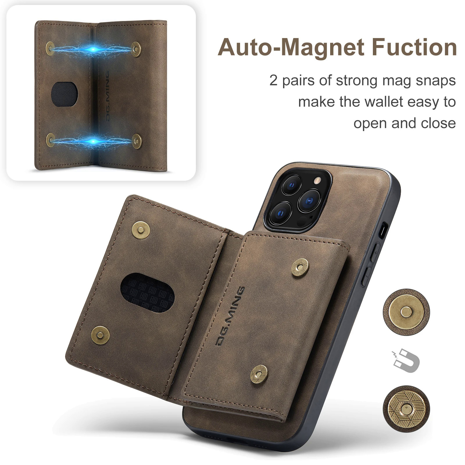2 in 1 Detachable Back Cover For iPhone 15 14 13 12 11 Pro Max Mini X XS 7 8 Plus Wallet Case with Card Holder Leather Pocket PCardiaCP. 