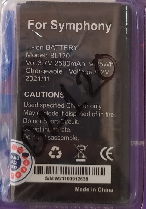 Symphony BL120 Mobile Battery 2500 mAh | Daraz.com.bd