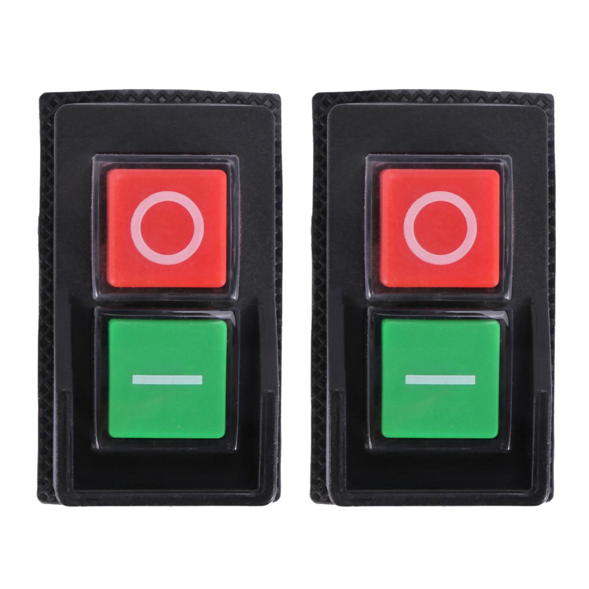 2X Waterproof Electromagnetic Push Button Switch 5 Pins KJD17 220-240V Coil Magnetic Starter Tool Safety Switches