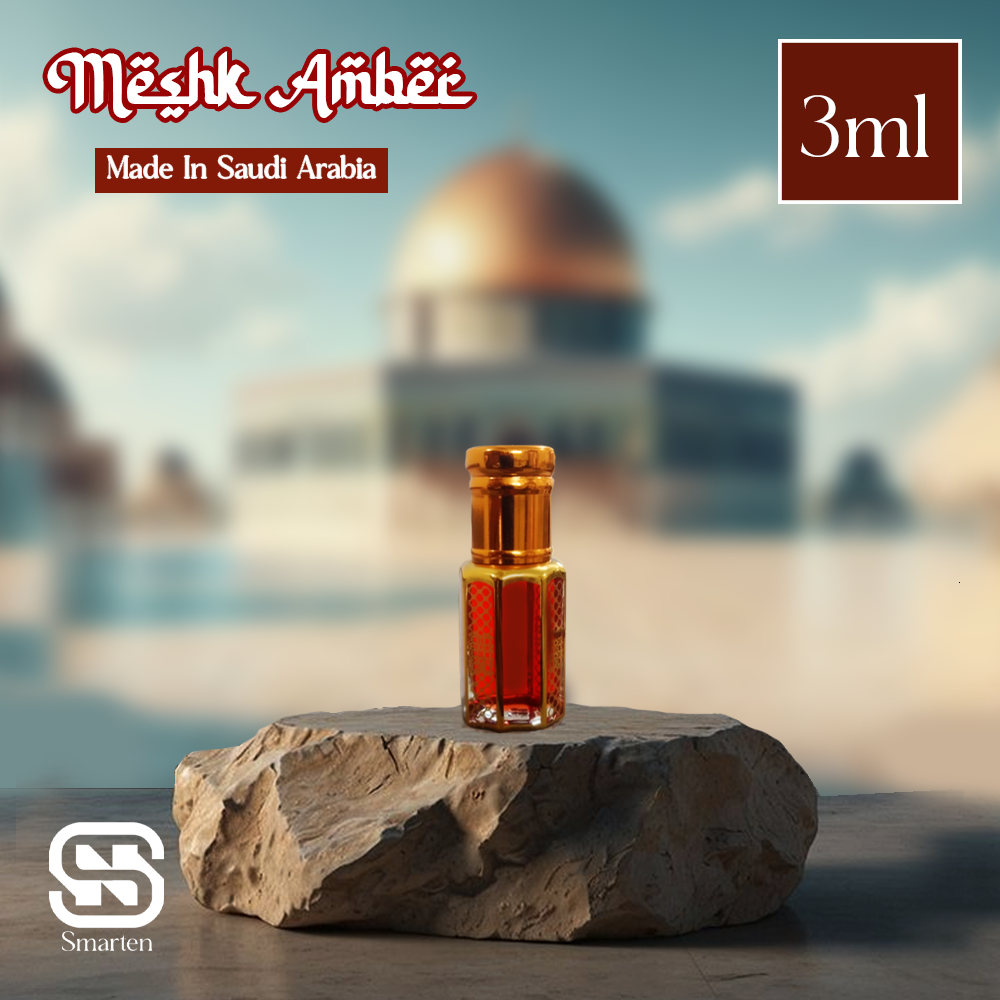 Meshk Amber: Made in Saudi Arabia-Exclusive Premium & Long-Lasting Attar For Men (3ml-6ml-12ml)