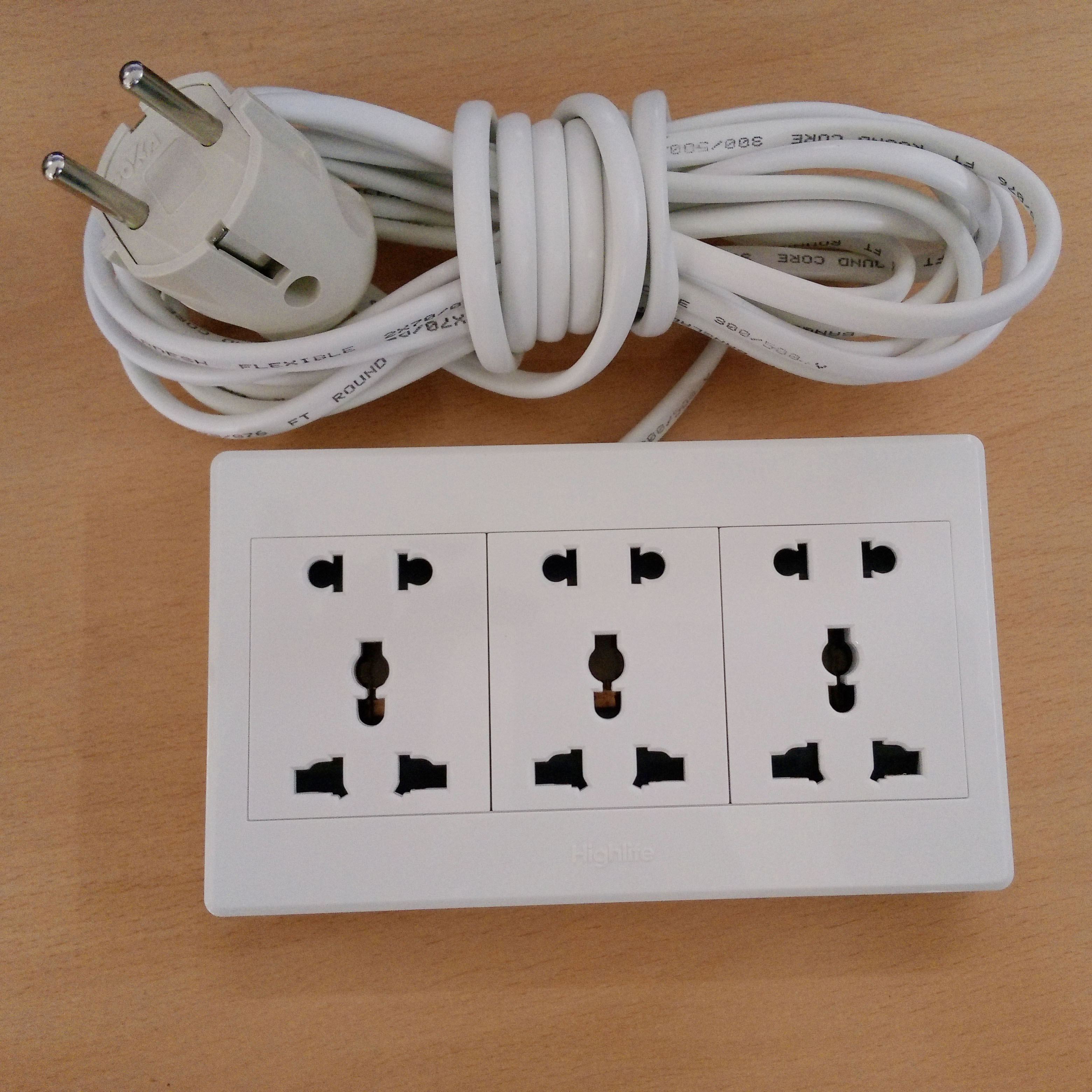 Multiplug (Heavy Duty + Long lusting) 8 Pin / 3 Port with Universal Socket and 15 FEET 100% Copper cable. 