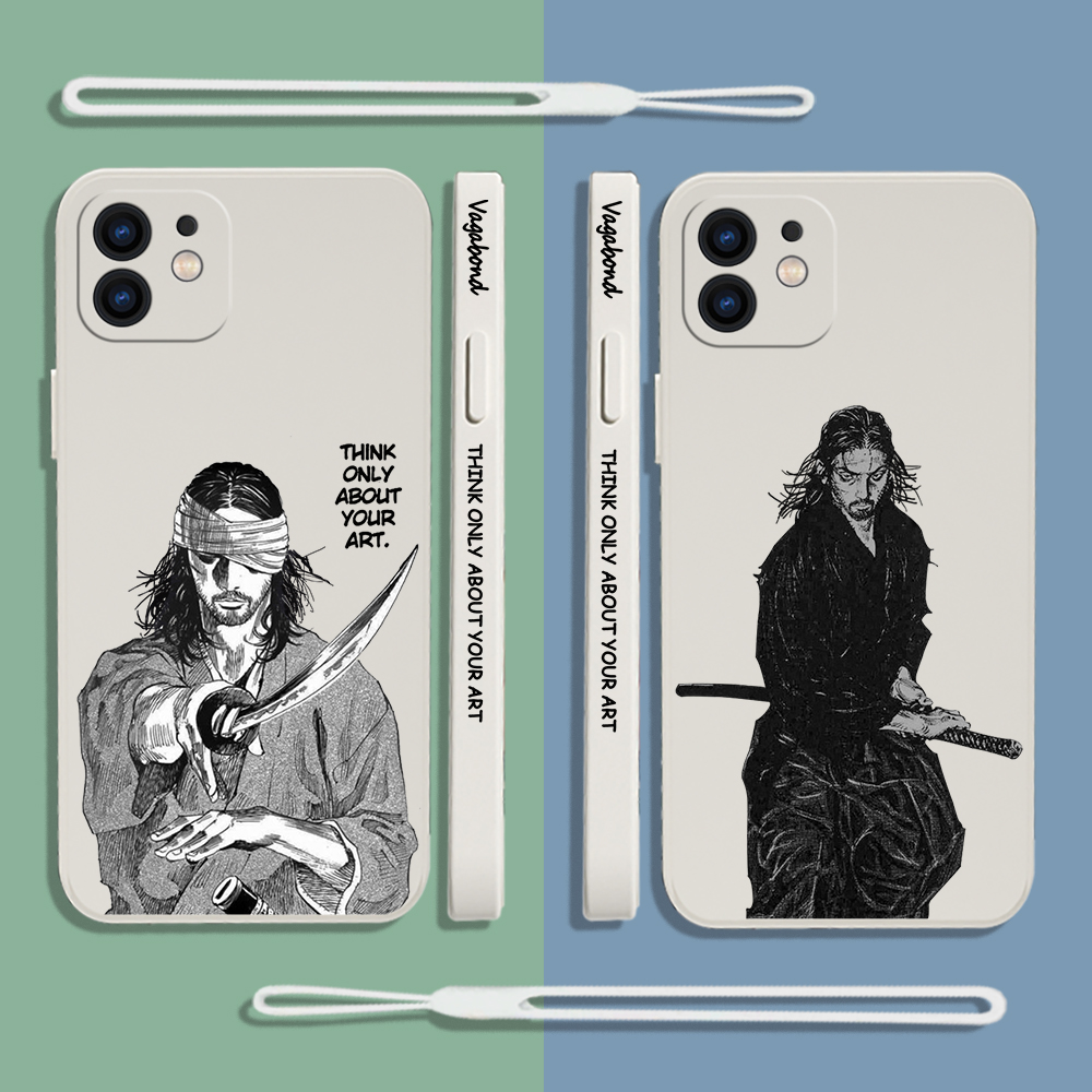 Vagabond Manga Phone Case For iPhone 15 14 13 12 11 Pro Max Minrelaxi X XR XS MAX SE20 8 7 6 6S Plus Silicone Cases with Hand Strap