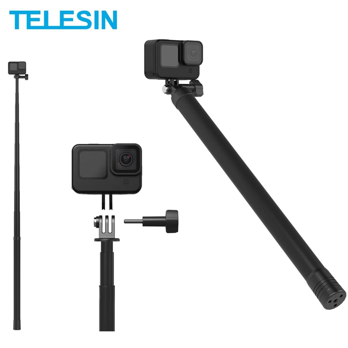 TELESIN 3M Selfie Stick Carbon Fiber Monopod Adjustable Length 1/4 Screw Hole For GoPro 11 10 9 Osmo Action Insta360 X2 X3 Sjcam