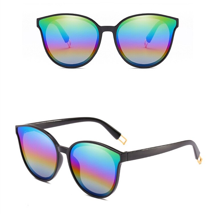 【happy one】ColorfulFashion Women Colour Luxury Flat Top Cat Eye Sunglasses oculos de men Twin oversized Sun glasses UV400