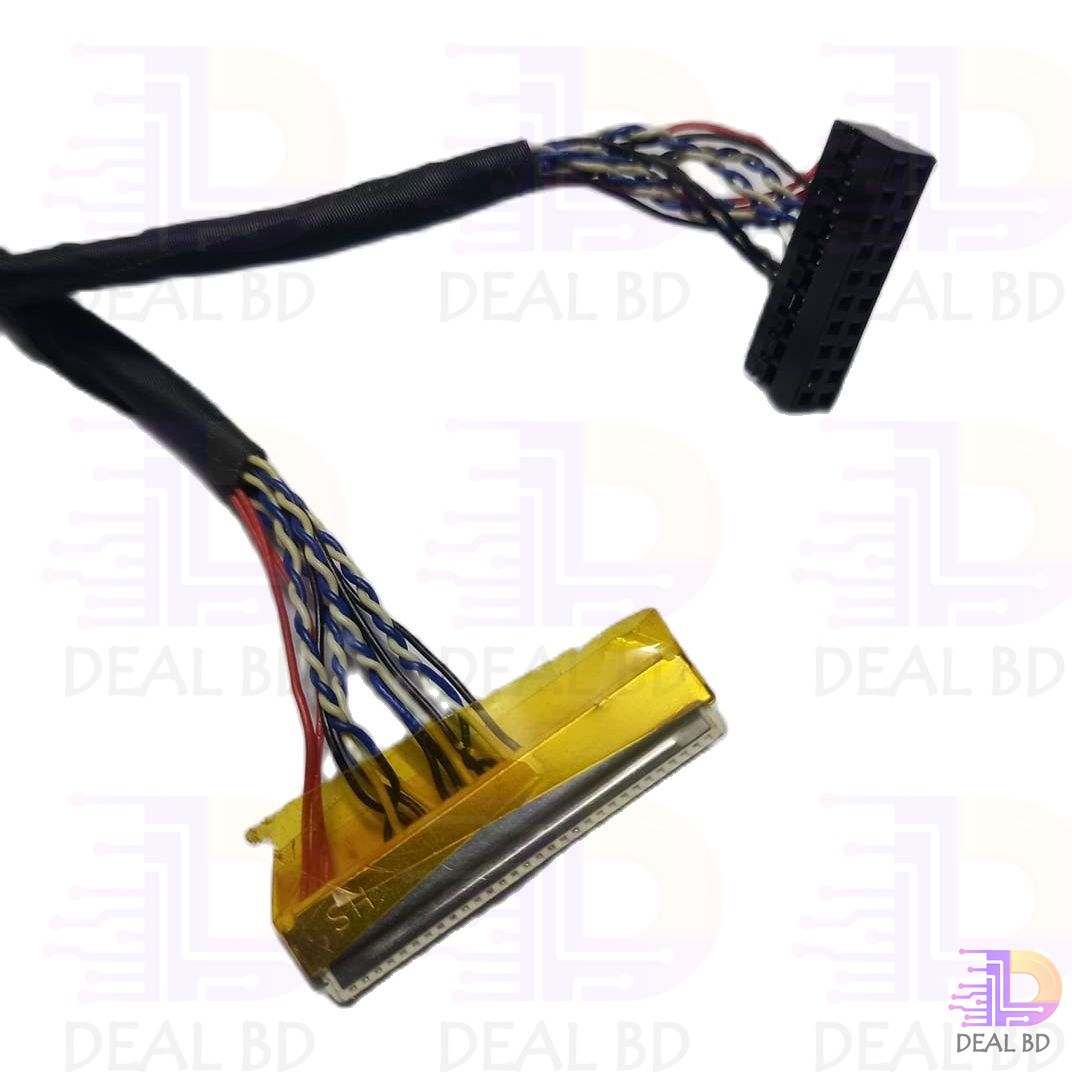 Universal FIX 30 Pin 1ch 6bit LVDS Connector Cables 26cm For LED LCD Display Panel Controller. 
