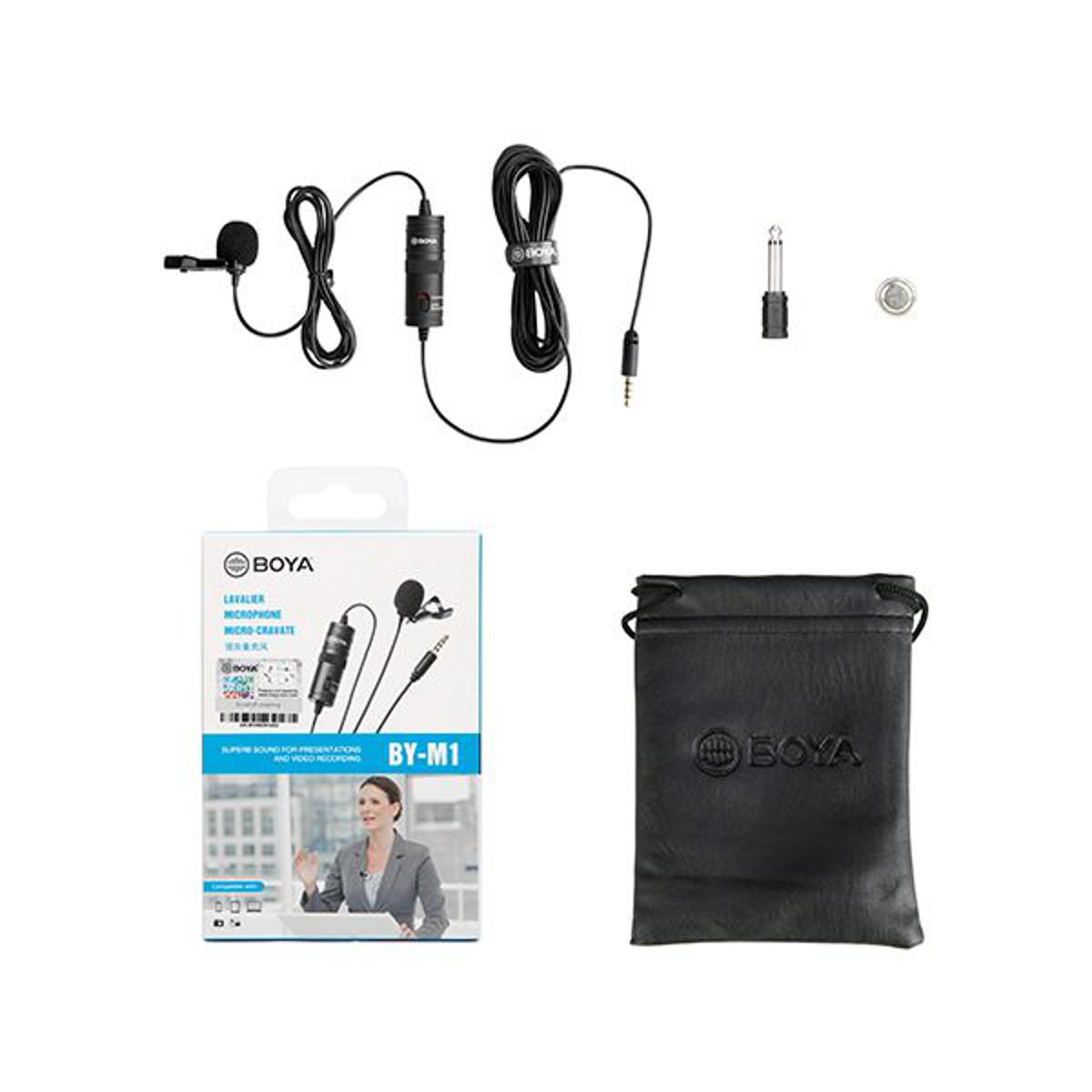 Microphone by-M1 Ultimate 3.5mm Lapel Mic Clip-On Video Recording Omnidirectional Condenser for iPhone Android Smartphone Mac Tablet DSLR Camcorder, Black