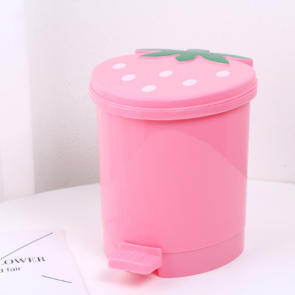 Desktop Trash Can Strawberry Shaped Household Storage Bucket Home Supplies Strawberry Bucket Easy To Clean Cartoon Trash Mini. 