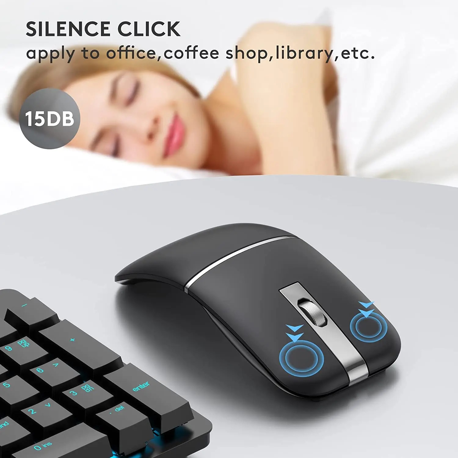 Computer Wireless Arc Mouse Rechargeable Bluetooth Silent for Travel Cordless Laptop Folding Ultra Slim Mac Tablet Macbook. 