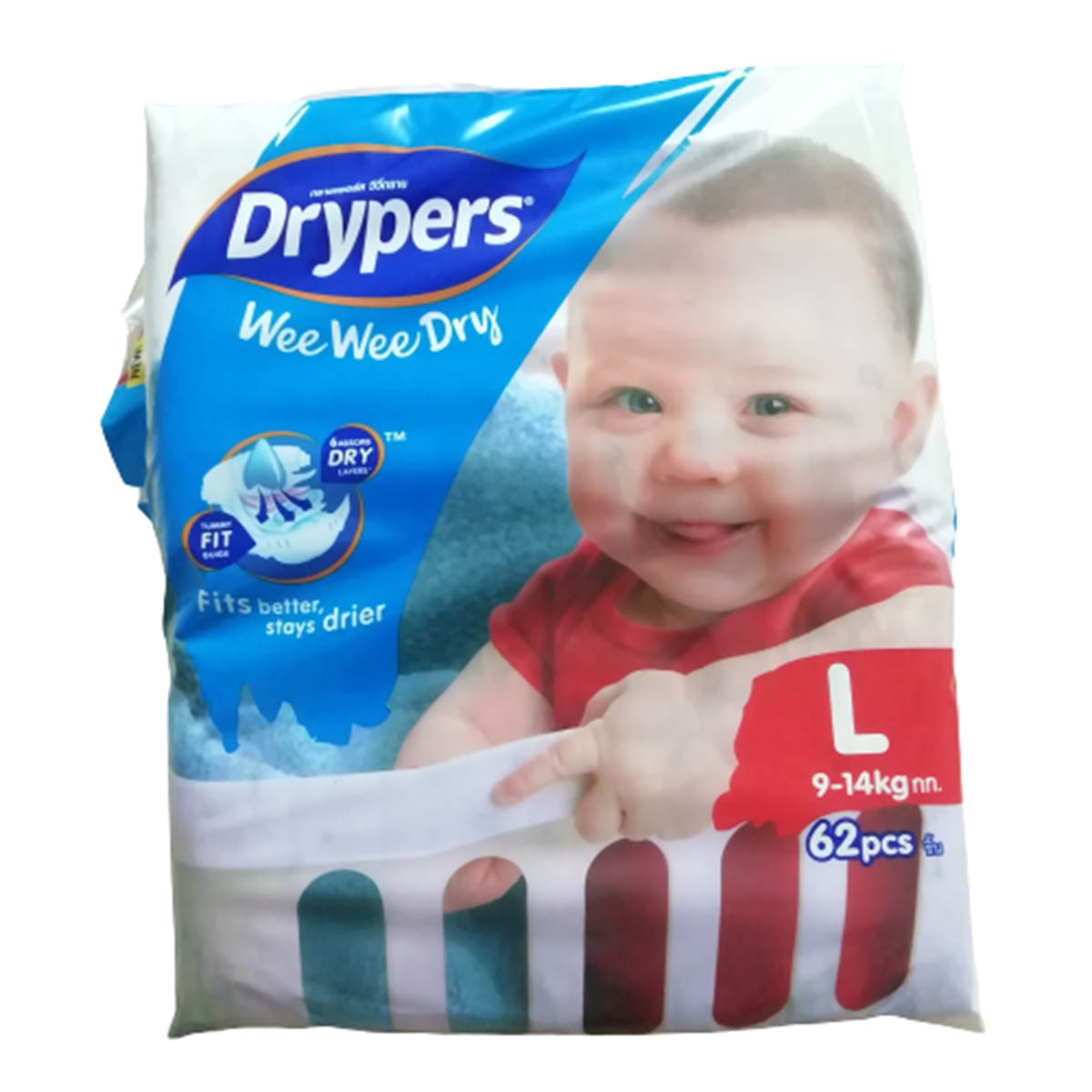 Drypers Wee Wee Dry Diaper L (62 Pcs 