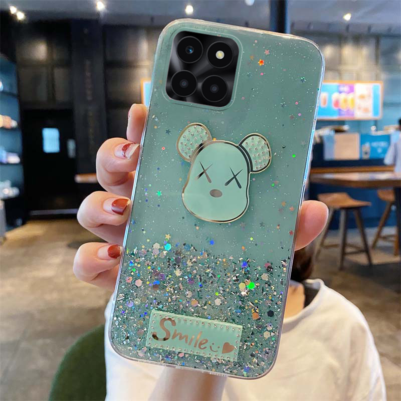 For Honor X6A 4G Case Sparkling Star Moon Soft Silicone Transparent Glowing Bear Cartoon for Honor X6A Back Cover