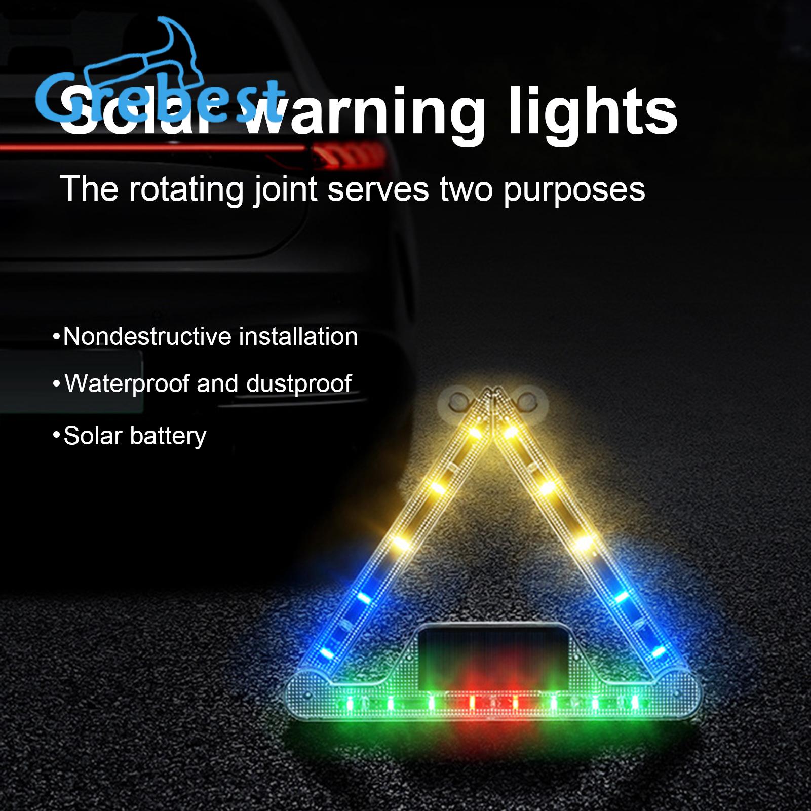 Grebest Vehicle Warning Triangle Light Foldable Parking Safety Triangle Warning Lamp. 