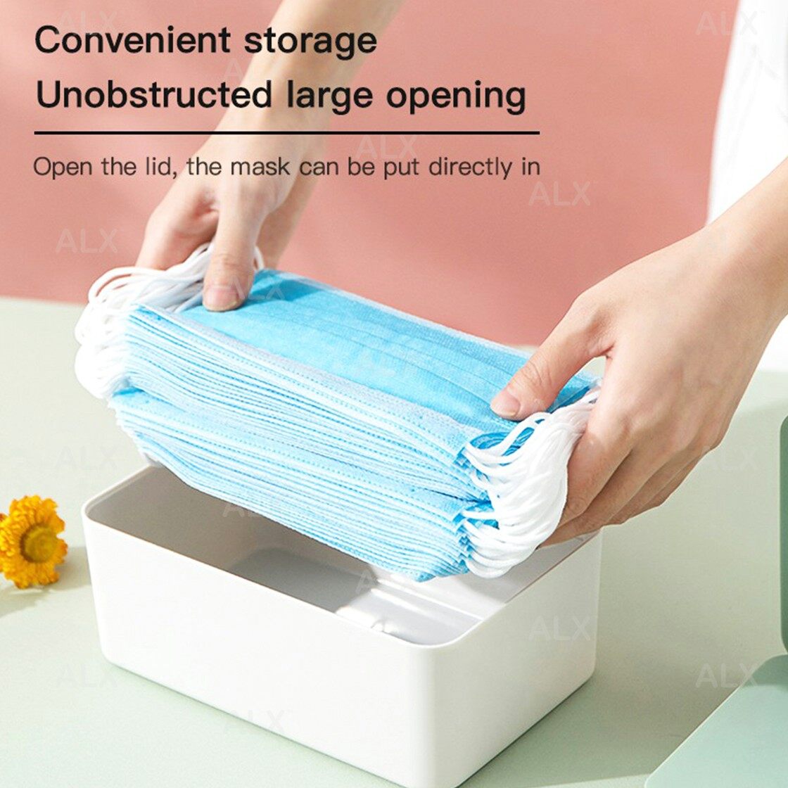 ALX Malaysia Dustproof Mask Storage Box Multifunctional Tissue Storage Case Wet Wipes Dispenser Holder With Lid for Face Cover Kotak Menyimpan Mask 防尘面罩收纳盒. 