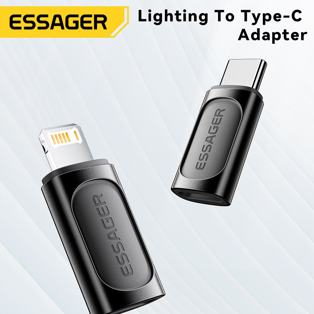 Essager OTG 3A Converter Lightning Female to Type-C Male Type-C Female to Lightning Male USB2.0 480Mbps Adapter for iPhone 15 14 13 Pro Max Xs Plus iPad Macbook Headphone Type C to iOS Converter. 