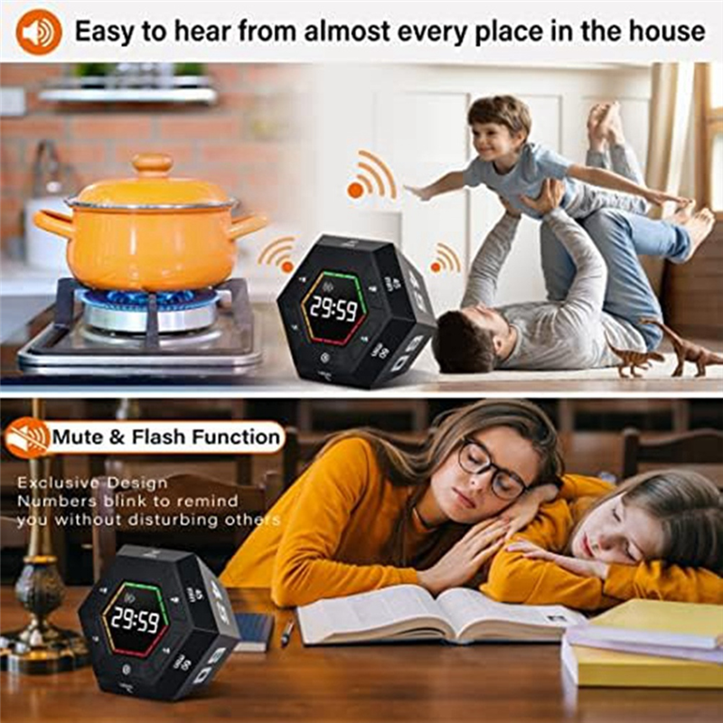 1 Piece Pomodoro Timer Productivity Timer Black Plastic Time Management Tool 3, 5, 15, 30, 45, 60 Minute Preset Smart Countdown Timer. 