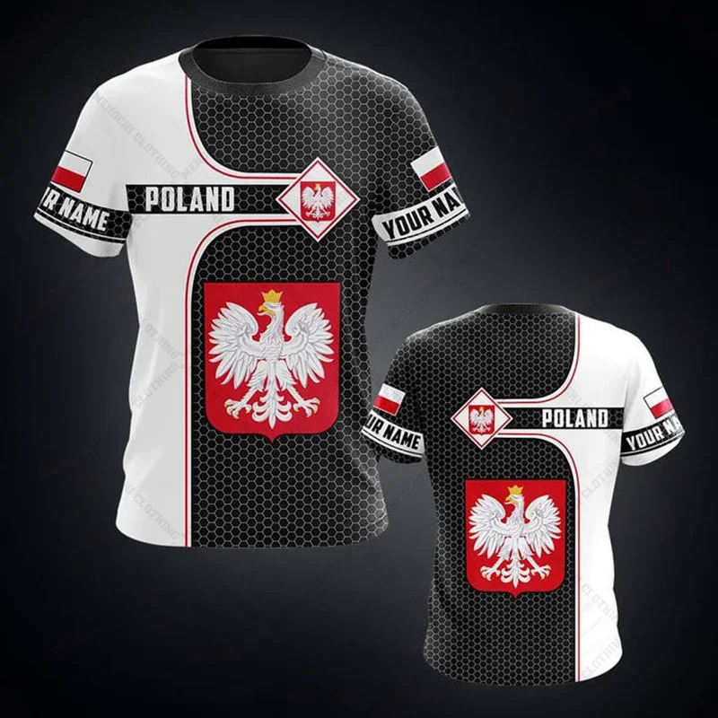 Poland Fire Graphic Customized Football Tees Summer Outdoor Streetwear Men's Fashion Jersey Loose Oversized Sportswear T-shirts. 