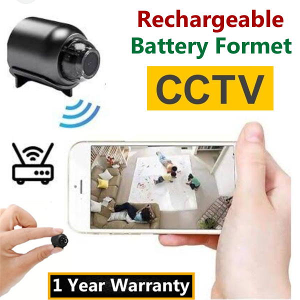 Super Premium Rechargeable Battery Mini Camera Full HD 1080P 4K WiFi Direct Factory Supply X5 Wireless CCTV Night Vision 140 Wide Angle Video Recorder Sound Detector Safety Security Usb Micro IP Motion Mobile App Professional Remote Black Colored