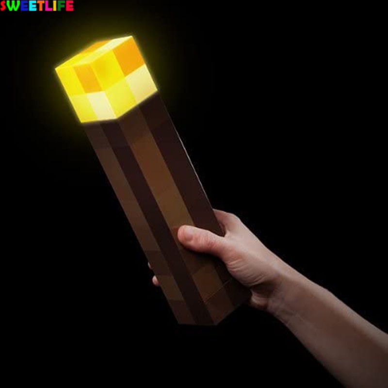 （New）[Ready tock Light Up Torch 28CM High Brightne LED Minecraft Hand Held or Wall Mount Flahlight. 