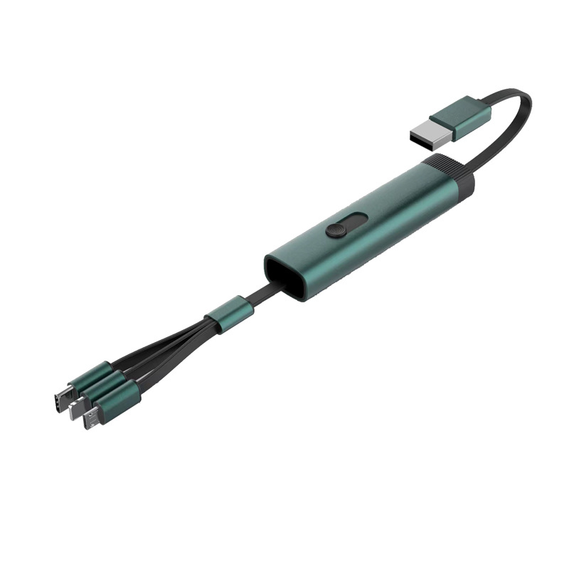 3A fast charging one to three data cable zinc alloy multi-function three in one keychain charging cable business gifts wholesale