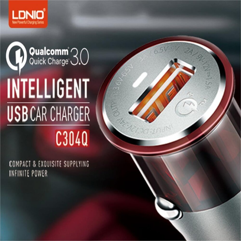 High Quality C304Q Qualcomm Fast Quick Charge QC 3.0 USB Car Charger With Android Data Cable. 