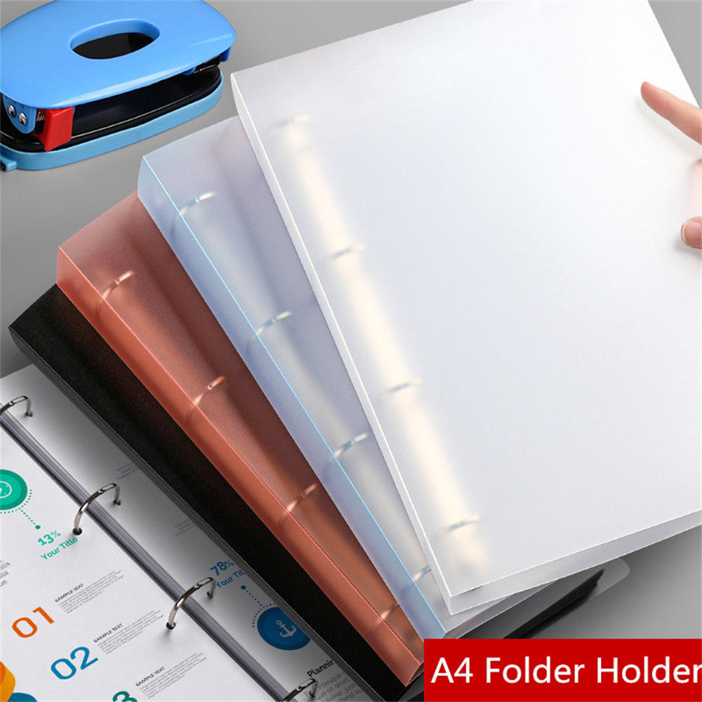 Plastic A4 Binder folder Multi-Pocket 4-Hole Waterproof D-Ring Folder Office File Binder for Office Organization School. 