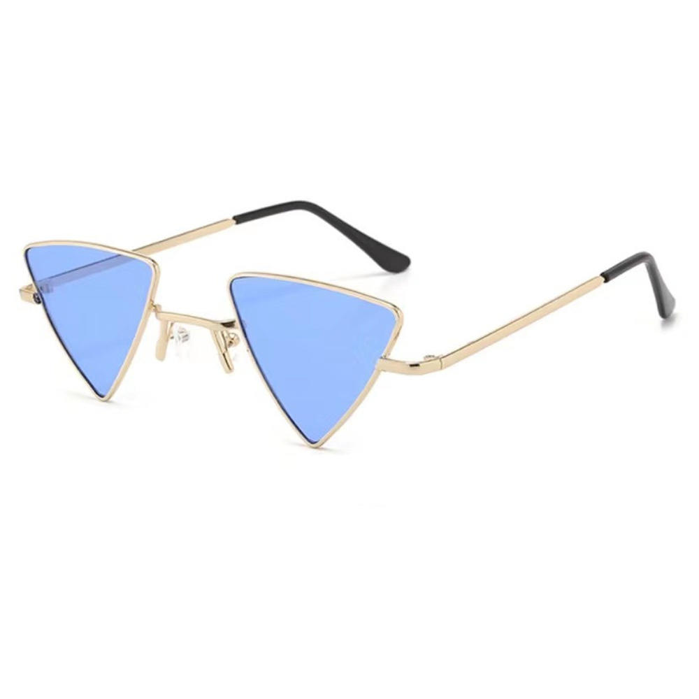 Small Size Triangular Punk Sunglasses Retro Y2k Style Metal Frame Hippie Triangular Shades Colorful Lens Tinted Lens Triangular Eyewear for Costume Parties Streetwear Fashion Music Festivals. 
