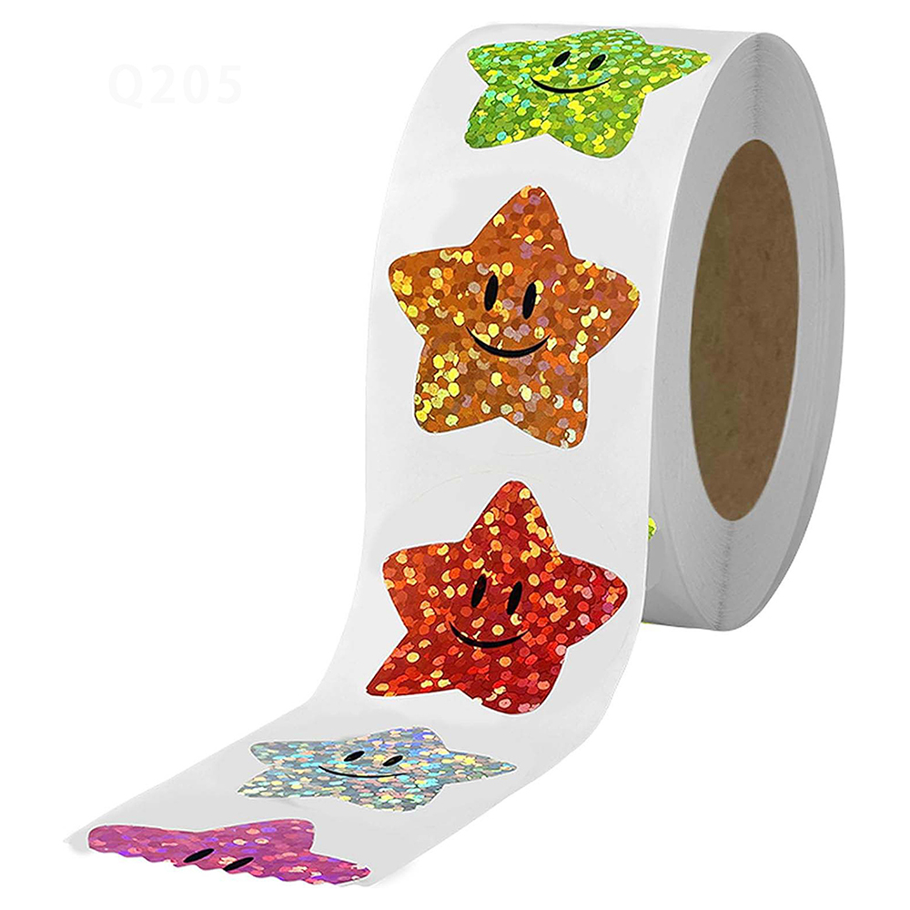 100-500pcs Holographic Star Reward Stickers Corlorful Adhesive Star Stickers Reward Chart Decorative Toy Gifts Sticker Labels Amour zii