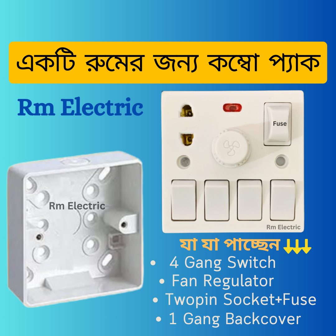 5 In 1 AC Switch+Socket+Regulator+Fuse+Indicator+Twopin Socket 6A Combine 4 Gang Switch Fan Dimmer Regulator 2 Pin Socket LED Indicator Kit Kat Fuse Combine Wall Switch Box Socket