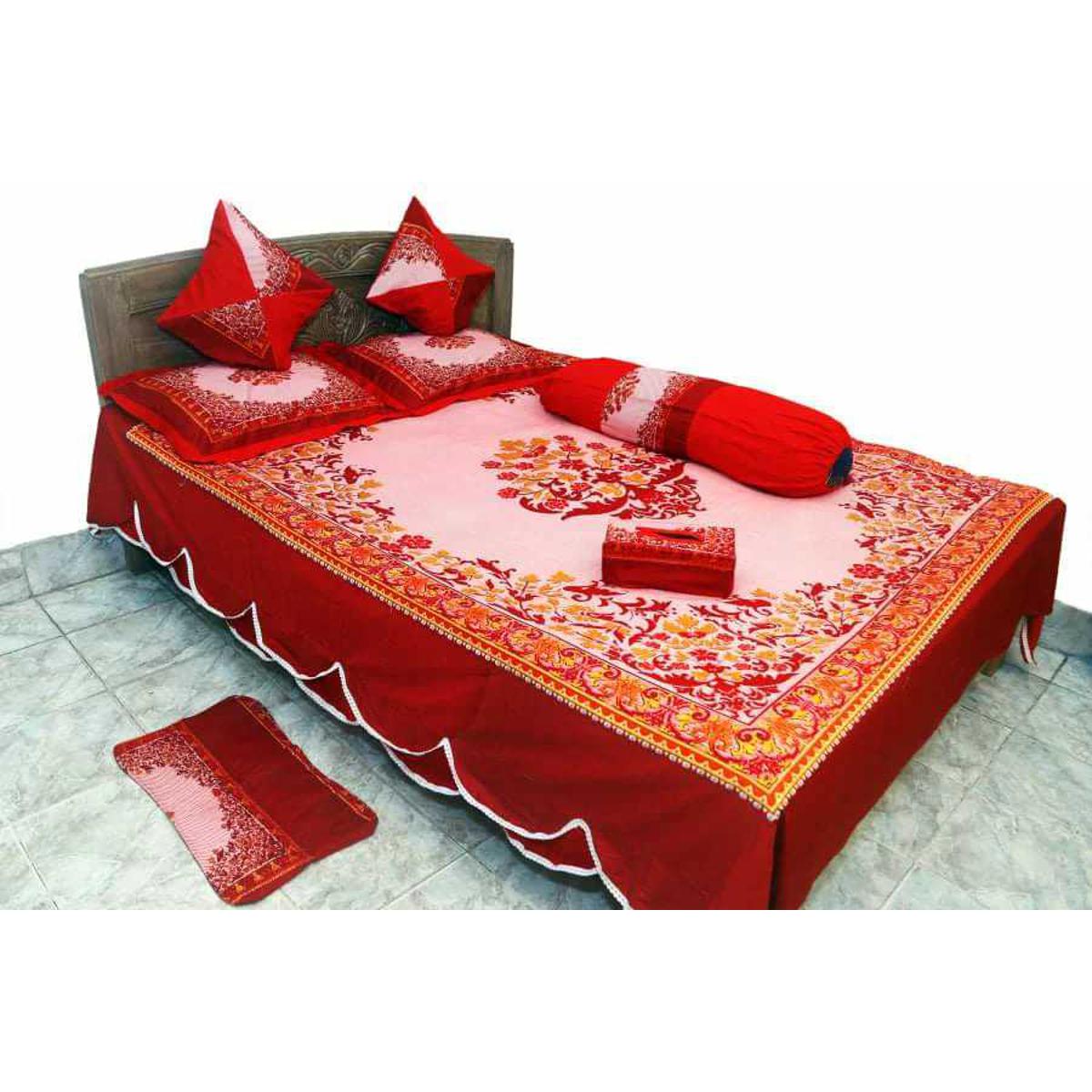 New High-Quality Cotton Bed Sheet Set (8 pcs) AB-075 - Multicolor Comfort for a 7.5 X 8 Fit Double Bed Cover - Includes 7pcs Covers for an All-Inclusive Bedding Experience